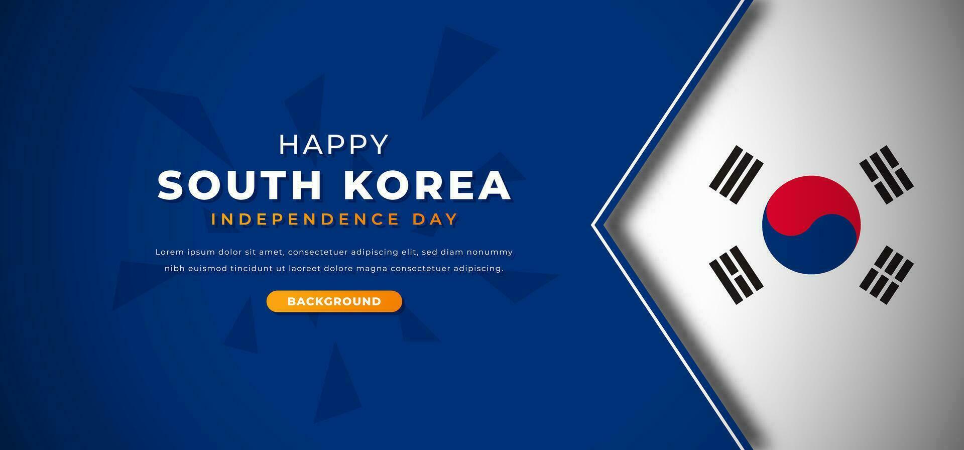 Lycklig söder korea oberoende dag design papper skära former bakgrund illustration för affisch, baner, reklam, hälsning kort vektor