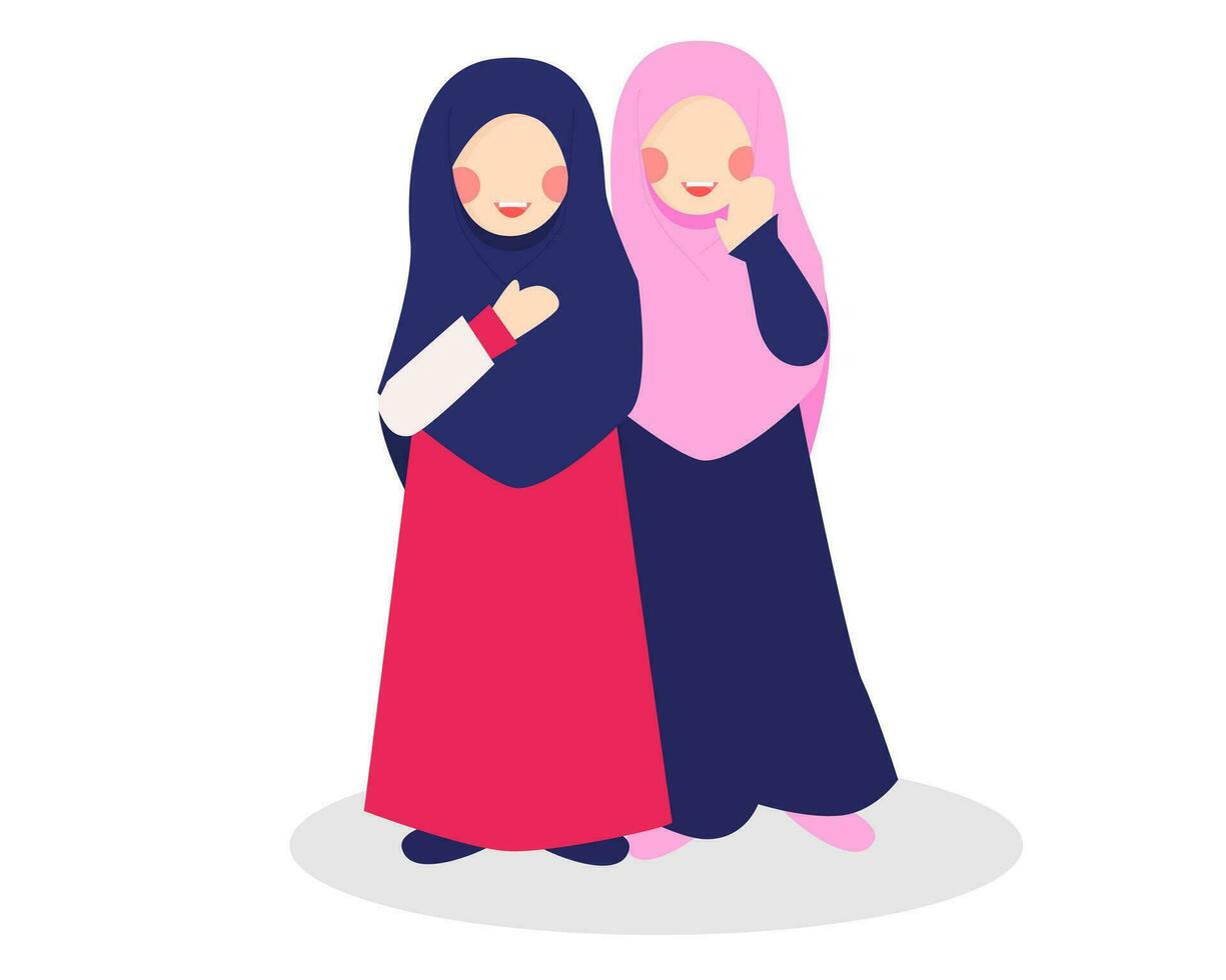 söt hijab flicka vänskap illustration vektor
