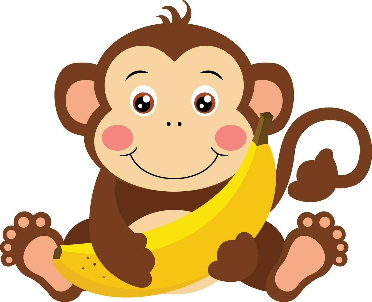 süß Affe Sitzung halten ein Banane vektor