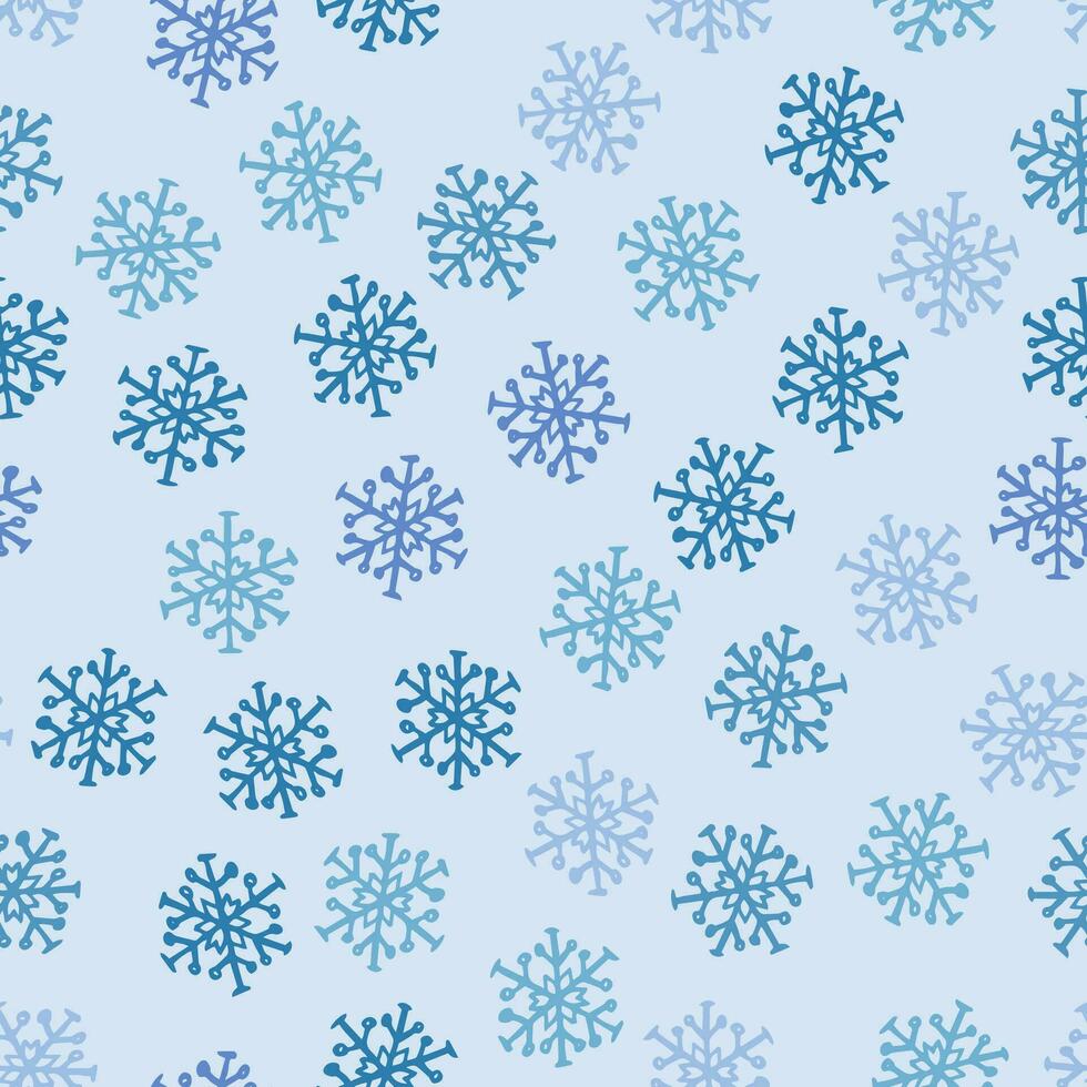 sömlös bakgrund av hand dragen snöflingor. jul och ny år dekoration element. vektor illustration.