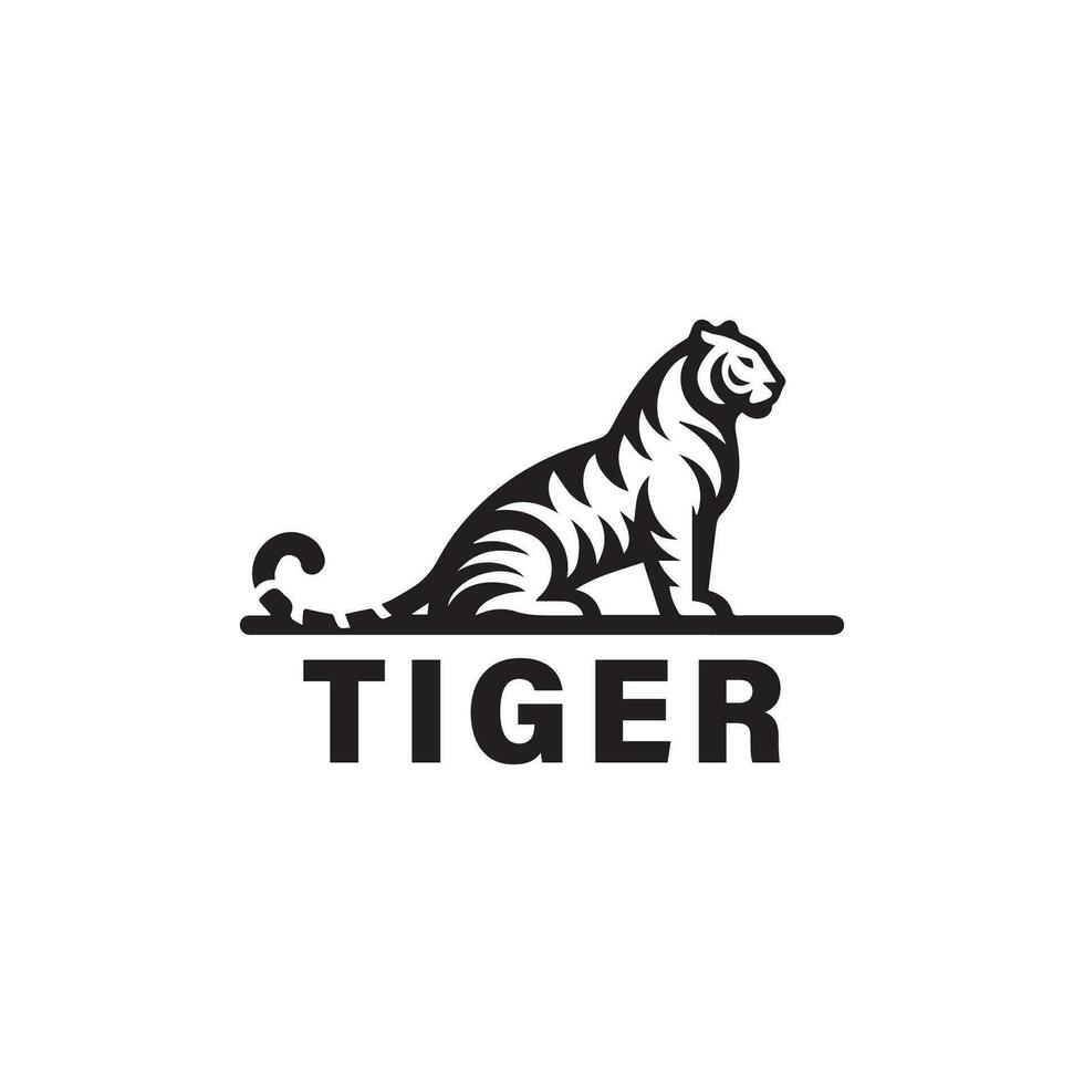 das Tiger Logo ist entworfen mit ein minimalistisch Vektor Stil und ist schwarz und Weiß