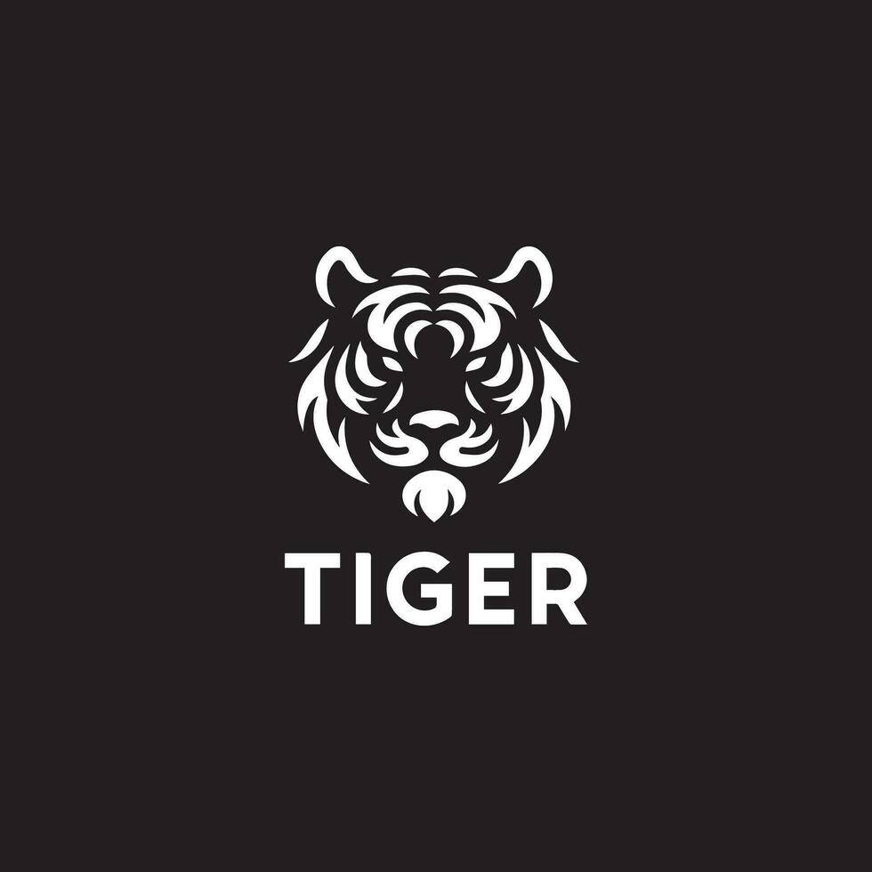 das Tiger Logo ist entworfen mit ein minimalistisch Vektor Stil und ist schwarz und Weiß