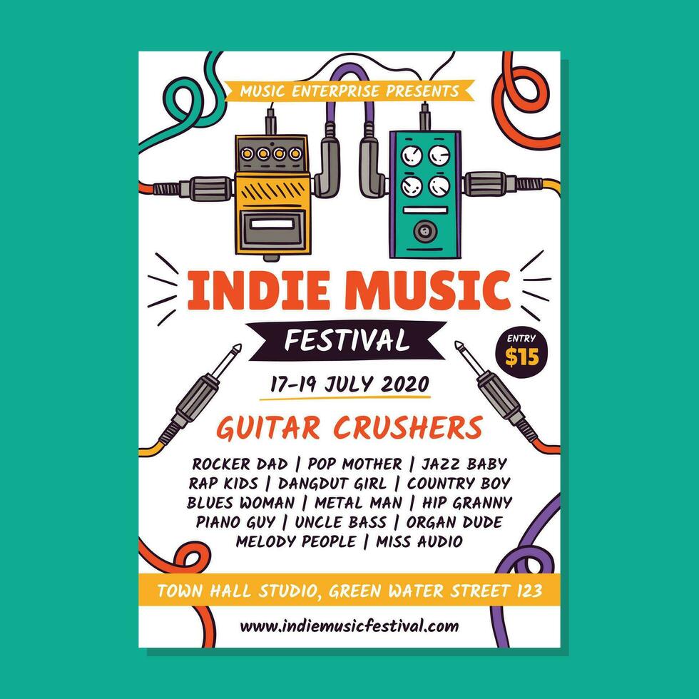 indie musik festival affisch flygblad vektor