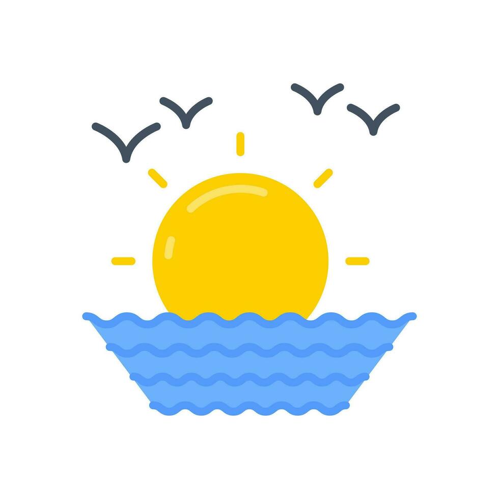 Ozean Sonnenaufgang Symbol im Vektor. Illustration vektor