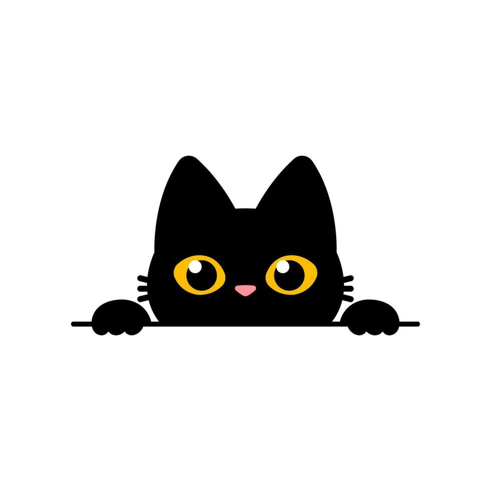 söt kikar svart katt vektor illustration