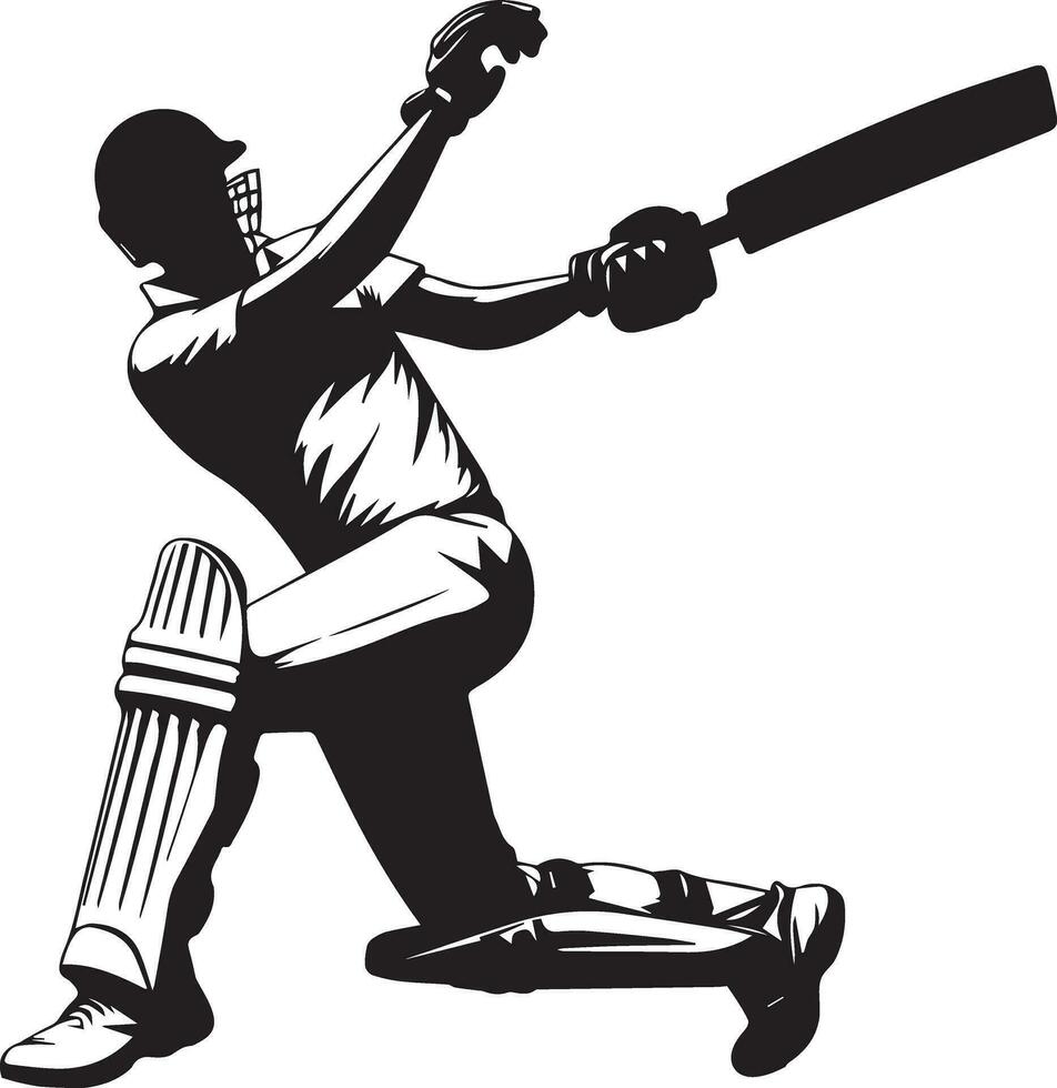 Cricketspieler Pose Vektor Silhouette