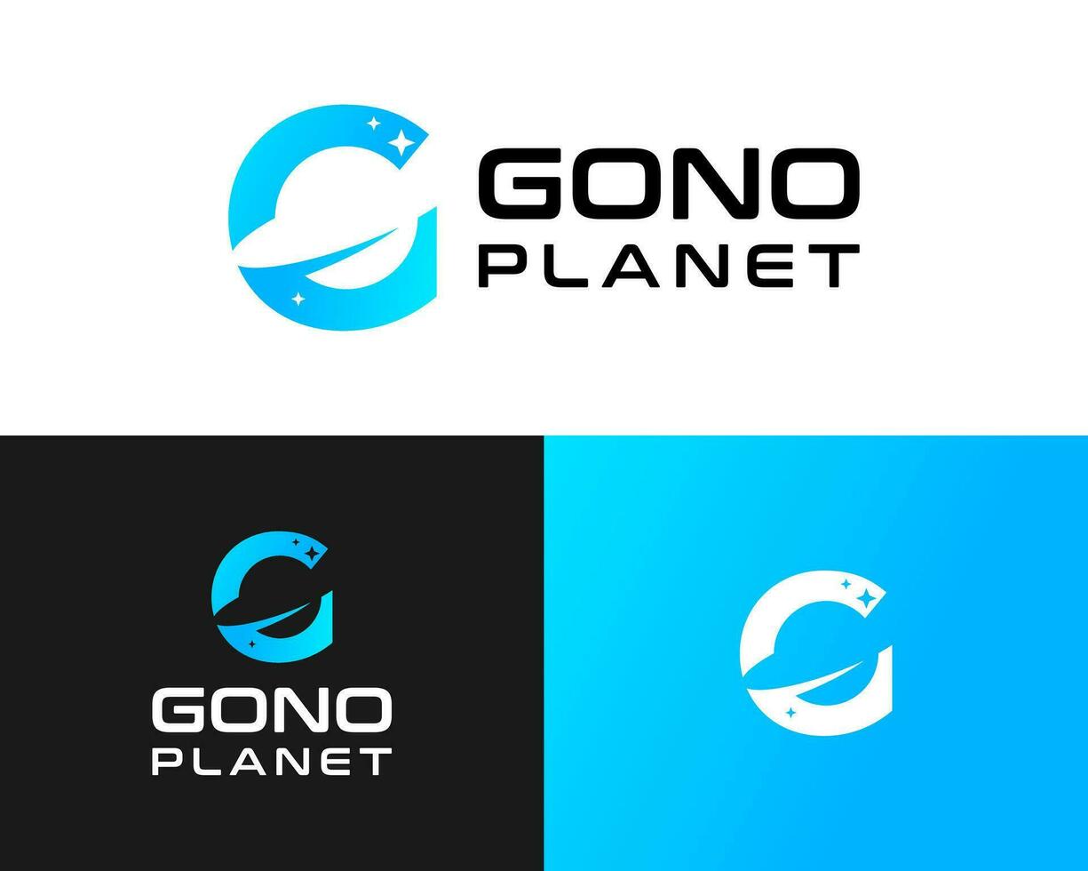 Brief G Monogramm Planet Logo Design. vektor