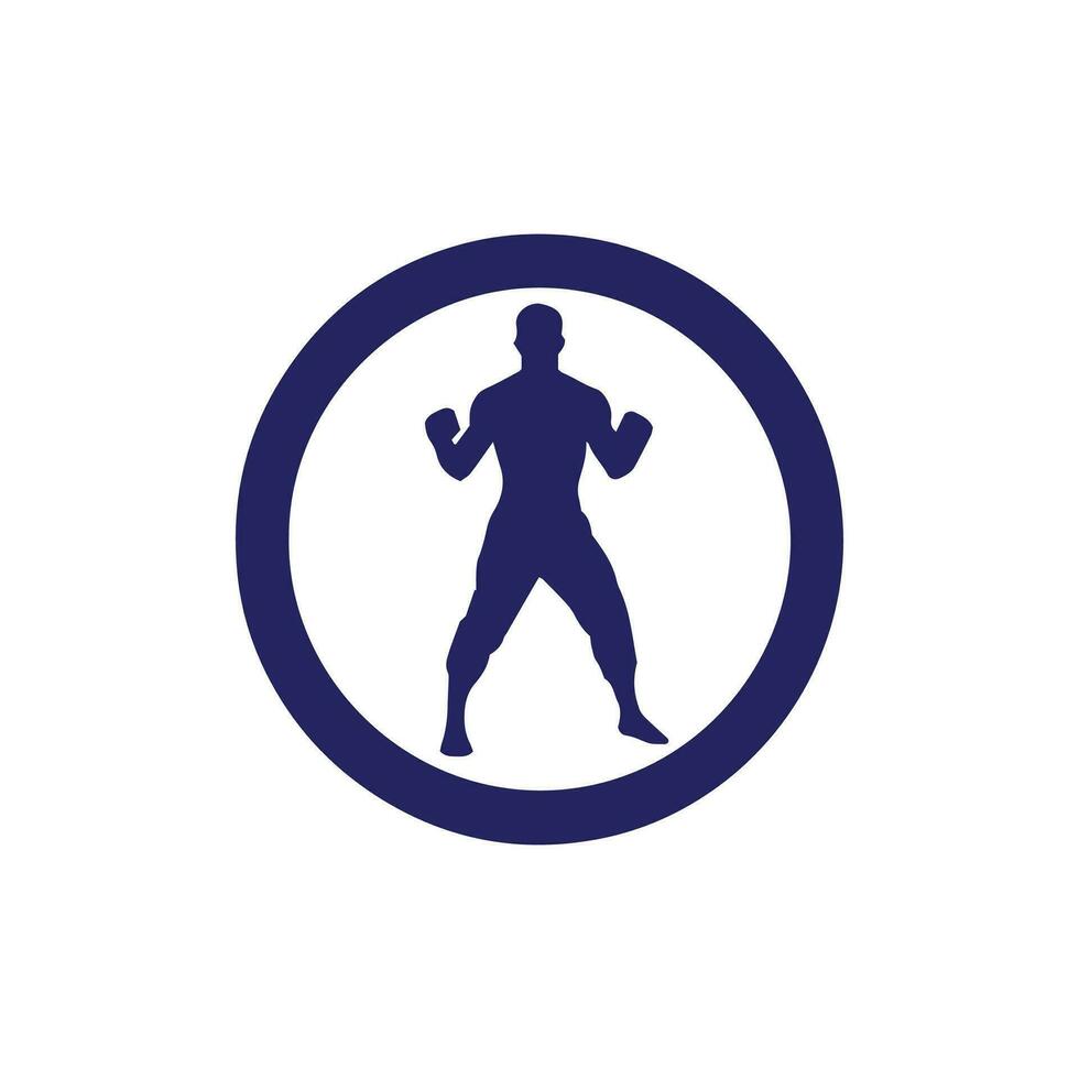 Logo von Mann Symbol Vektor Silhouette isoliert Design im Kreis Bodybuilder Fitnessstudio Konzept