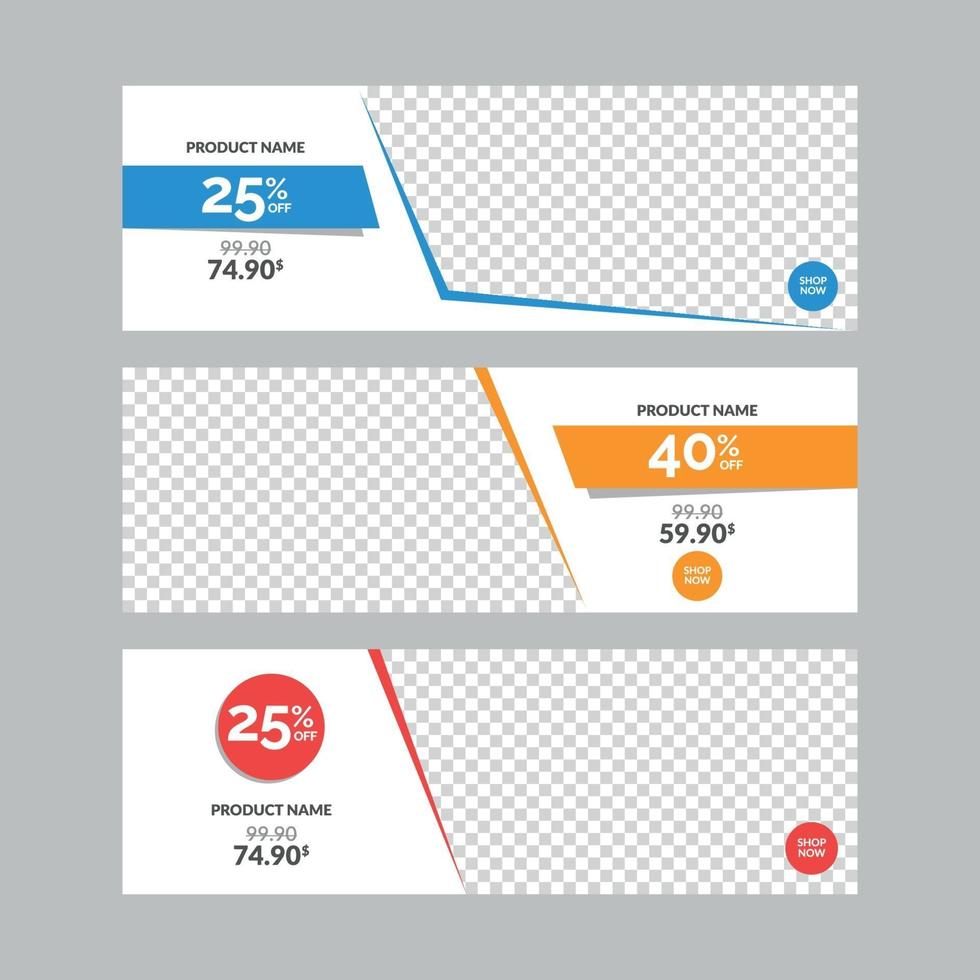 horizontale Verkaufsbanner-Vorlagen für das Web mit leerem Rahmen vektor