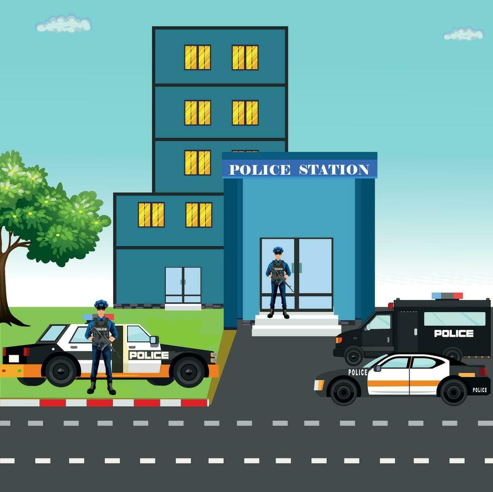 das Polizei Bahnhof Illustration Kunst vektor