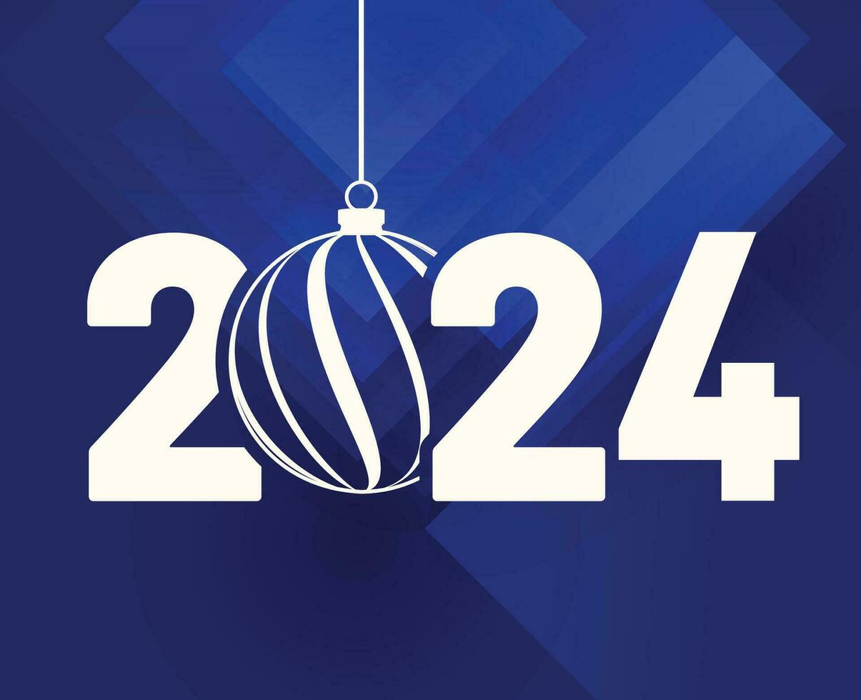 2024 ny år Semester design vit abstrakt vektor logotyp symbol illustration med blå bakgrund
