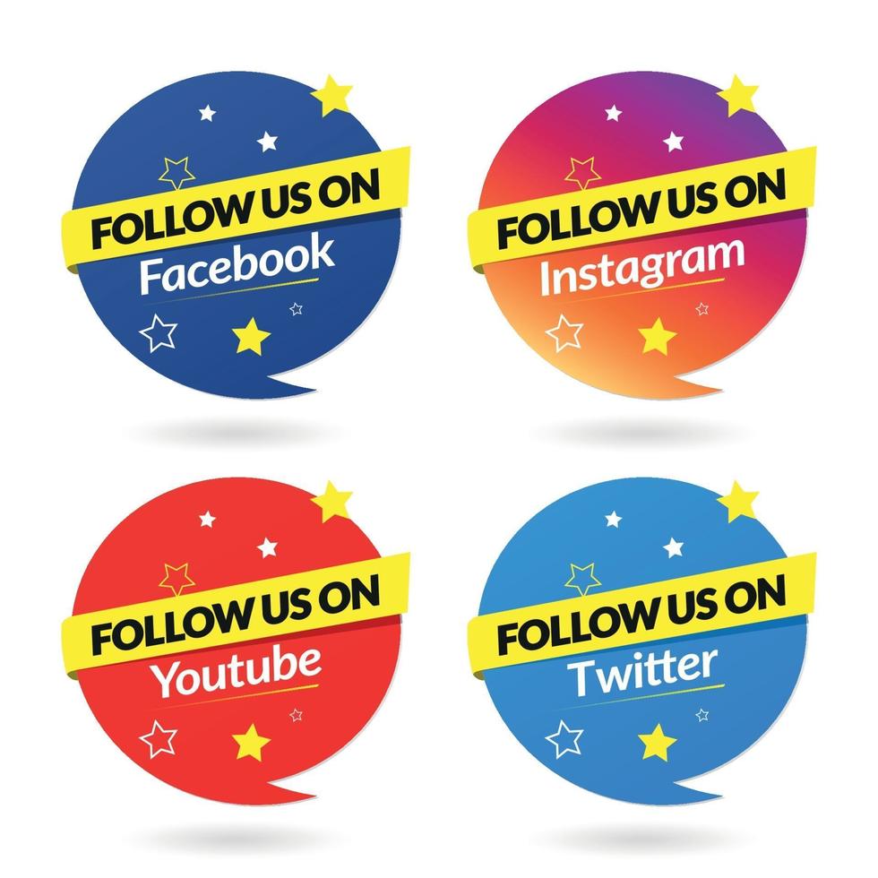 följ oss på sociala medier facebook instagram youtube twitter banners vektor