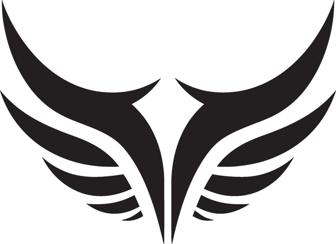 zeitlos Engel Exzellenz schwarz Logo Kunst simpel gefiedert Silhouette emblematisch Engel Flügel vektor