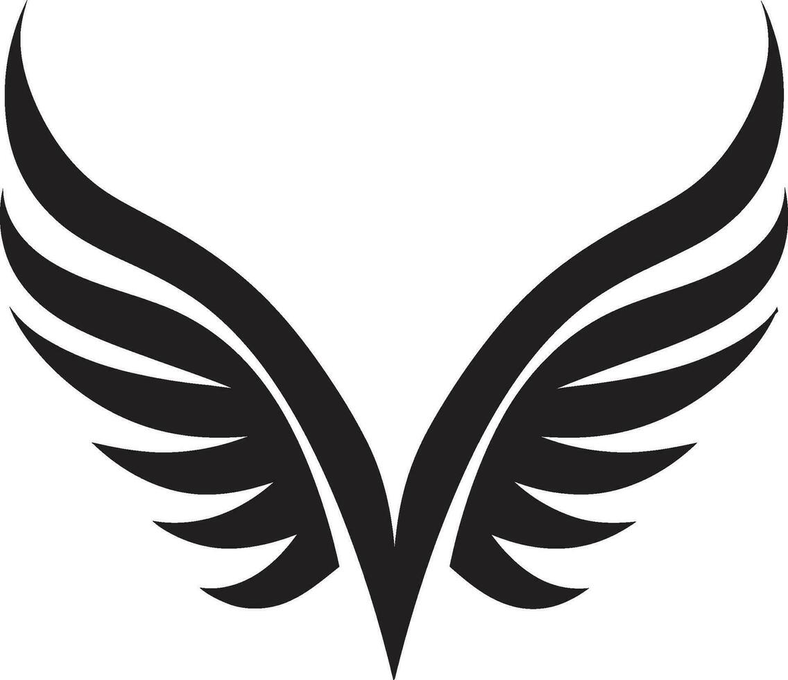 lugn i svart och vit ängel vingar logotyp majestätisk emblem av himmelsk skönhet eleganta ikon vektor