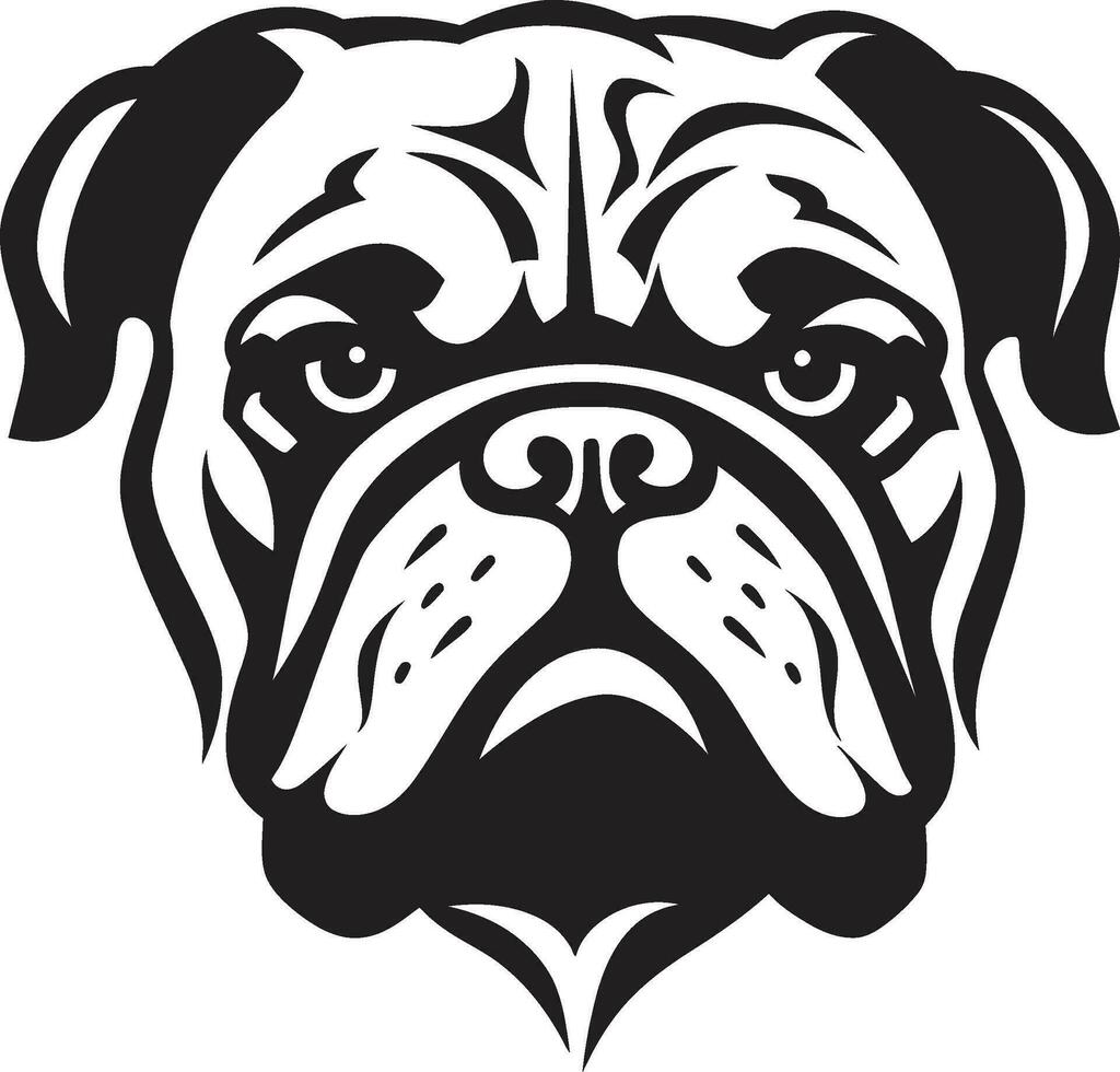 schwarz und Fett gedruckt Bulldogge Vektor Symbol ikonisch Stärke schwarz Logo mit Bulldogge