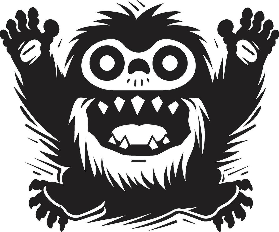 svart skönhet tecknad serie monster logotyp herravälde monstruös roligt tecknad serie varelse i svart vektor