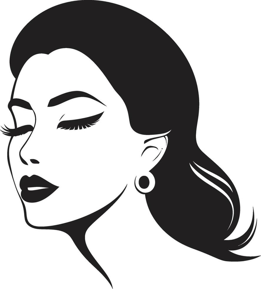 Ermächtigung durch Gelassenheit schwarz weiblich Gesicht Emblem im Logo faszinierend Eleganz Vektor Symbol von Frauen Profil im schwarz