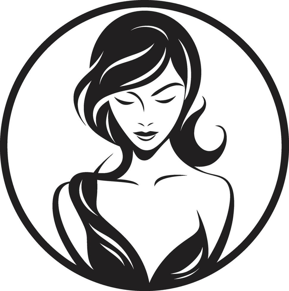 gåtfull blick vektor ikon av honor profil subtil elegans svart logotyp med kvinnors ansikte