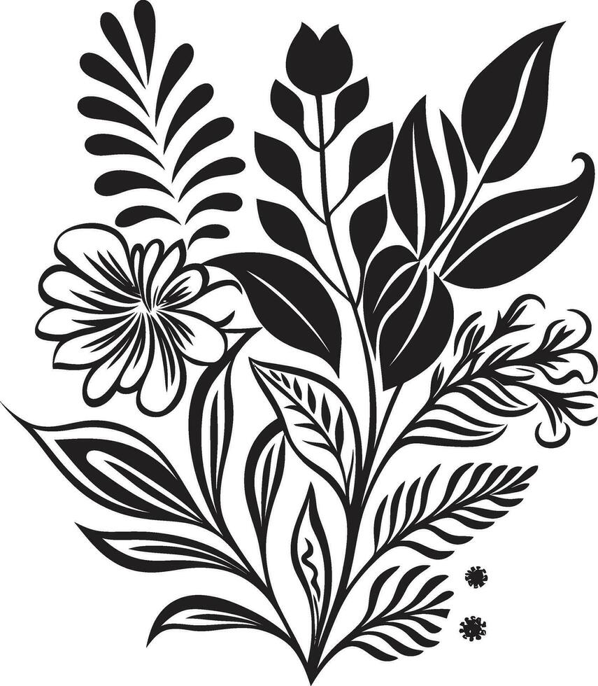 ikonisch Paradies schwarz Logo mit exotisch Blumen- üppig botanisch Schönheit schwarz Blumen- Logo Vektor Symbol