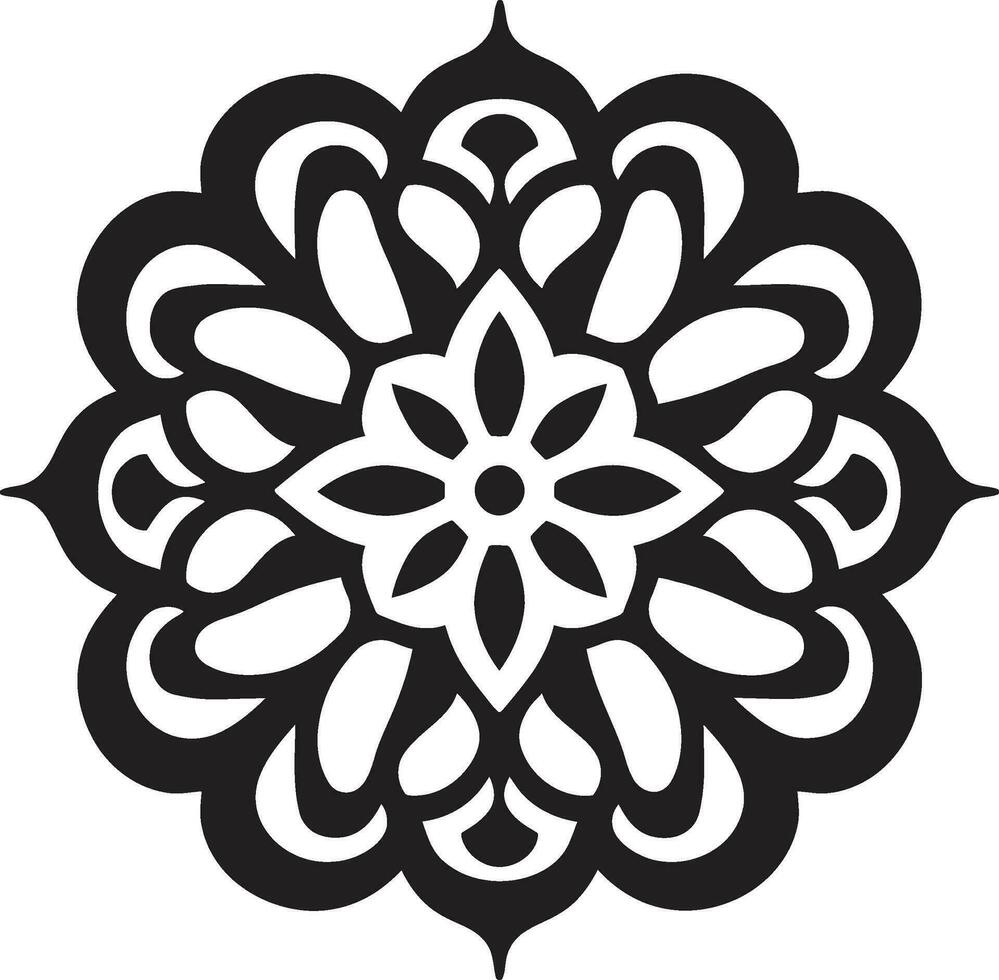 vektor artisteri i svartvit arabicum blommig logotyp blommig harmoni i svart arabicum plattor design