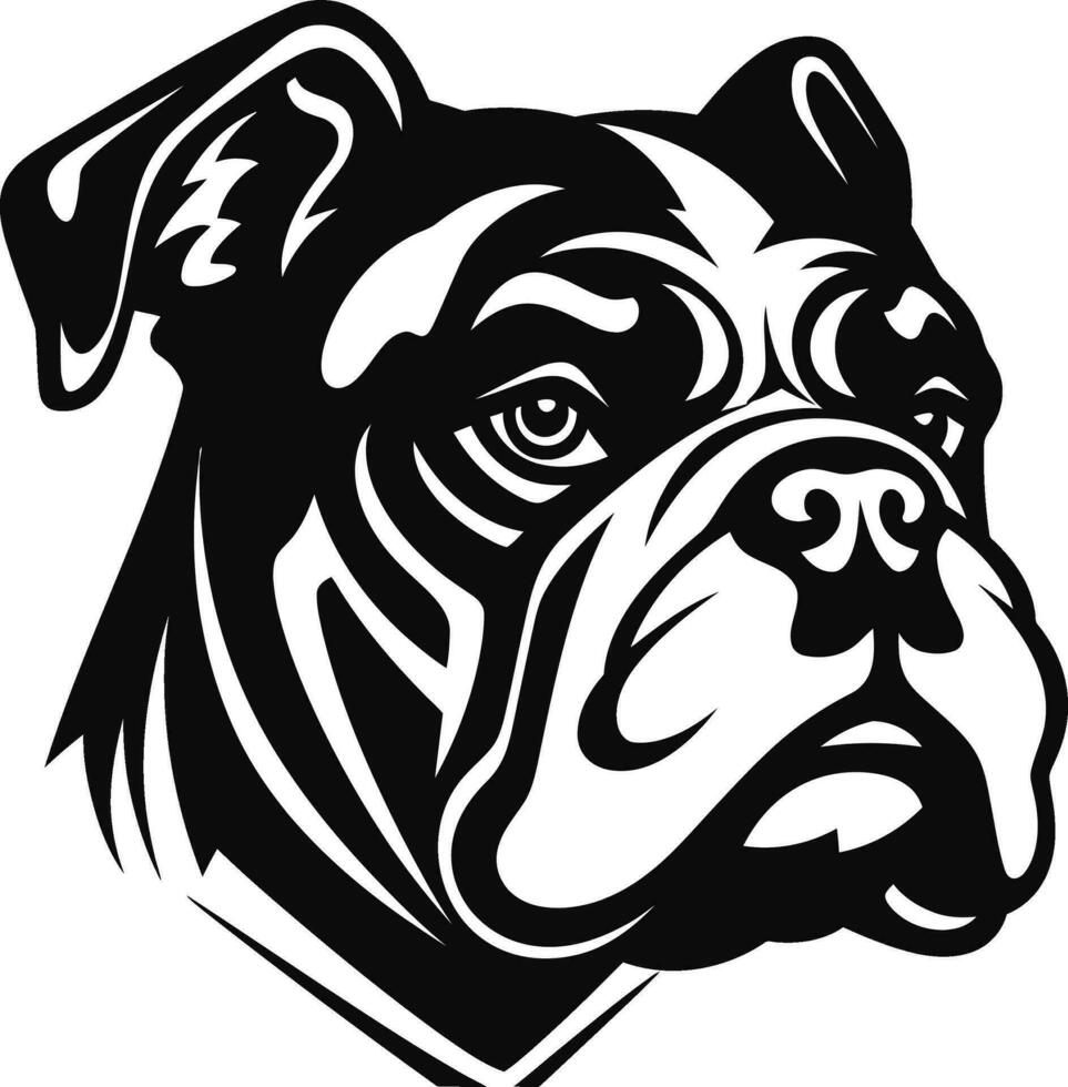 mutig Eckzahn Bulldogge Design Emblem Eleganz im schwarz Bulldogge Logo Exzellenz vektor