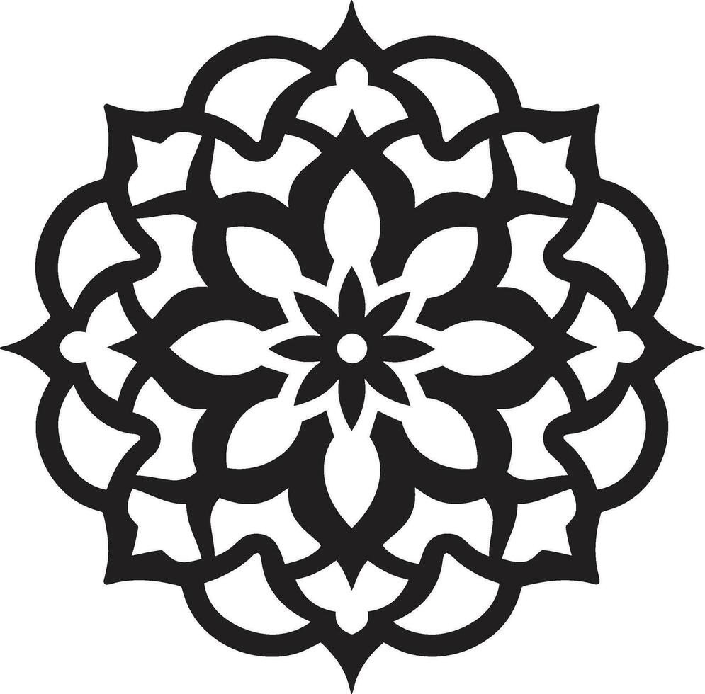 Arabisch Magie im Vektor schwarz Blumen- Fliesen Emblem elegant Arabisch Blumen- Muster Logo Design im schwarz