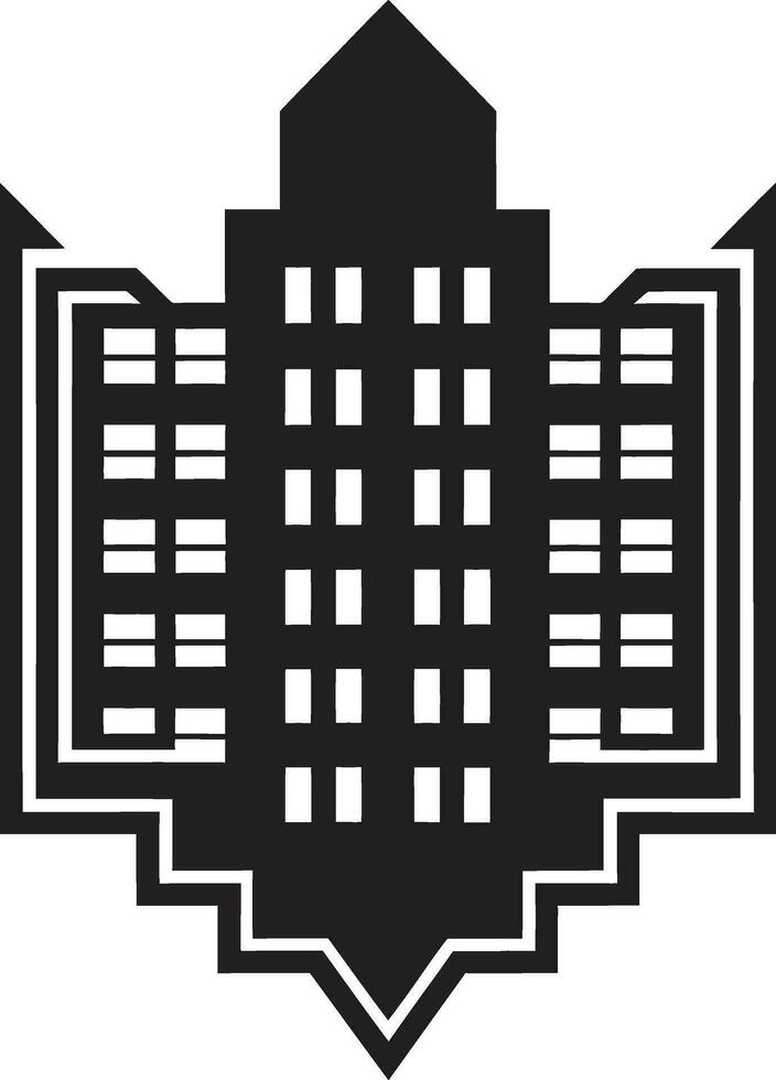 stadsbild majestät lägenhet byggnad logotyp majestätisk levande svart lägenhet komplex ikon vektor