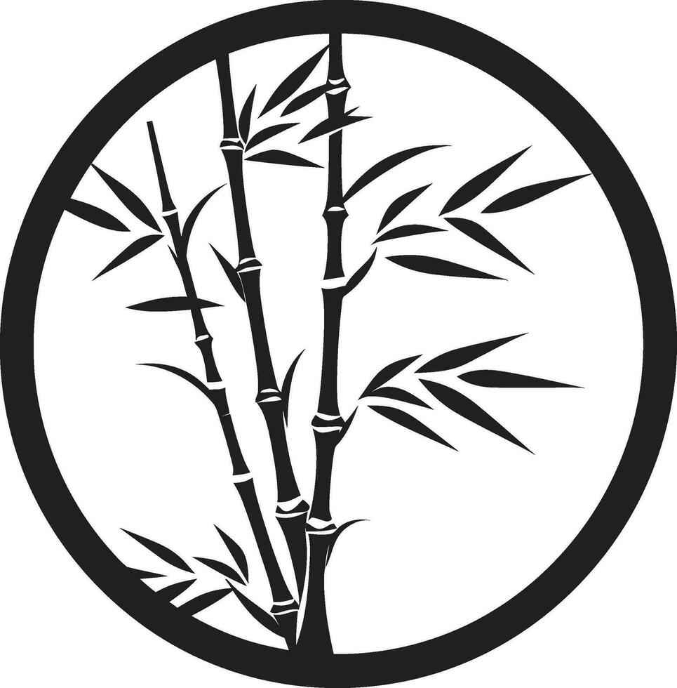 Zen Garten Inspiration schwarz Bambus im schwarz Emblem elegant Naturen berühren im schwarz still Bambus Logo vektor