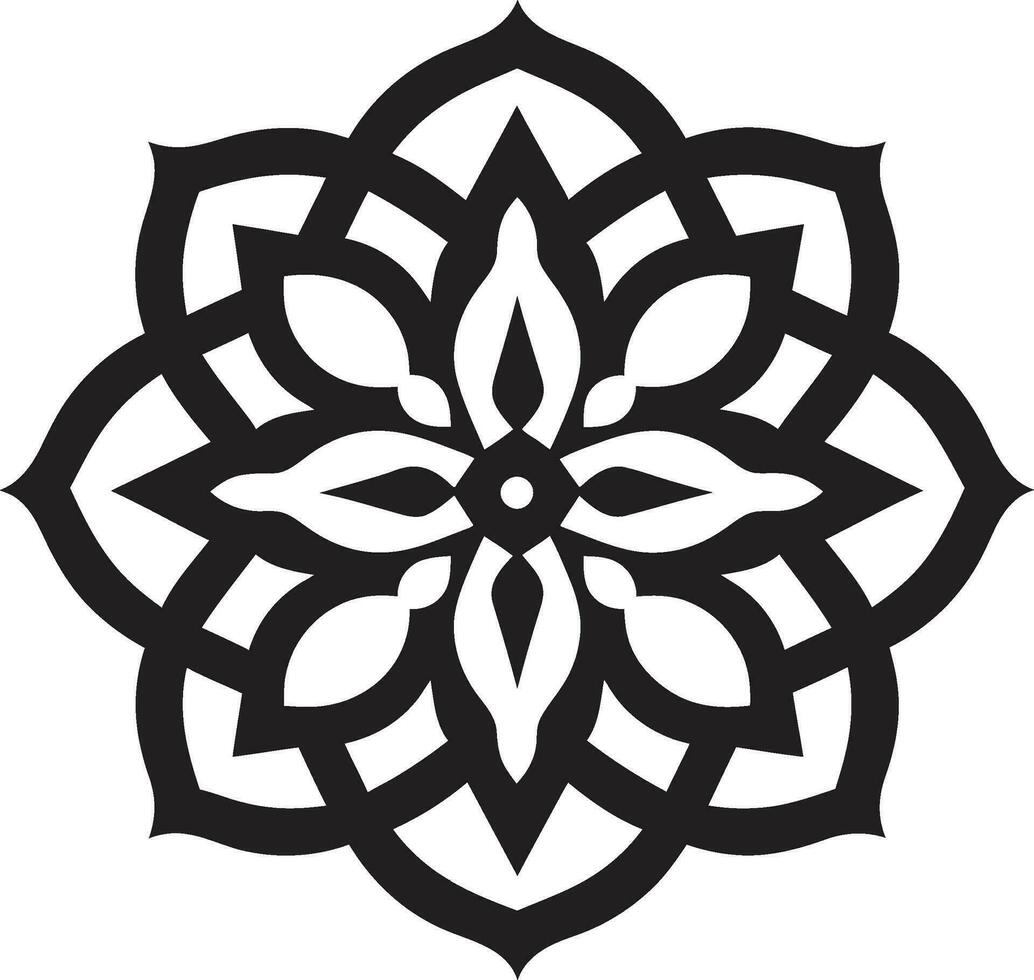 geometrisk charm svart emblem med blom arabesk förträfflighet arabicum blommig mönster logotyp vektor