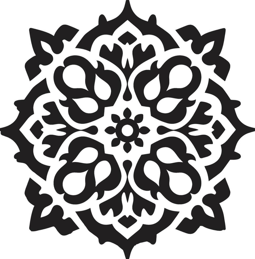 geometrisch Blumen- Magie schwarz Arabisch Fliesen Emblem schwarz und Silber Emblem Arabisch Blumen- Logo vektor