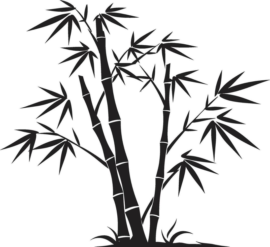 zen trädgård charm i svart lugn emblem med bambu i vektor bambu elegans avtäckt i svart elegant emblem med bambu växt