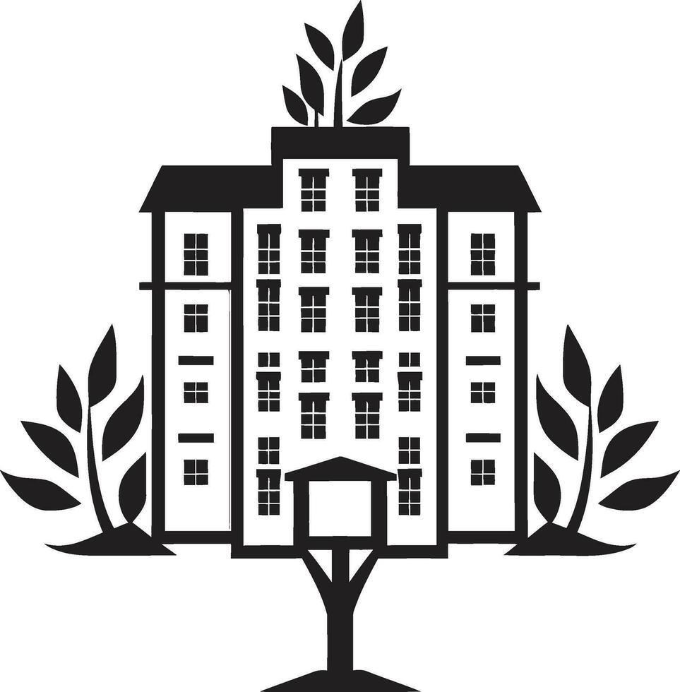 ikon av modern levande svart logotyp symbol majestätisk lägenhet komplex svart lägenhet emblem vektor