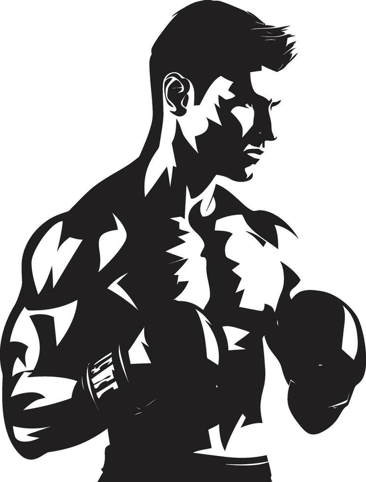 svart och dynamisk boxning man vektor symbol majestätisk kämpe pugilistisk man logotyp