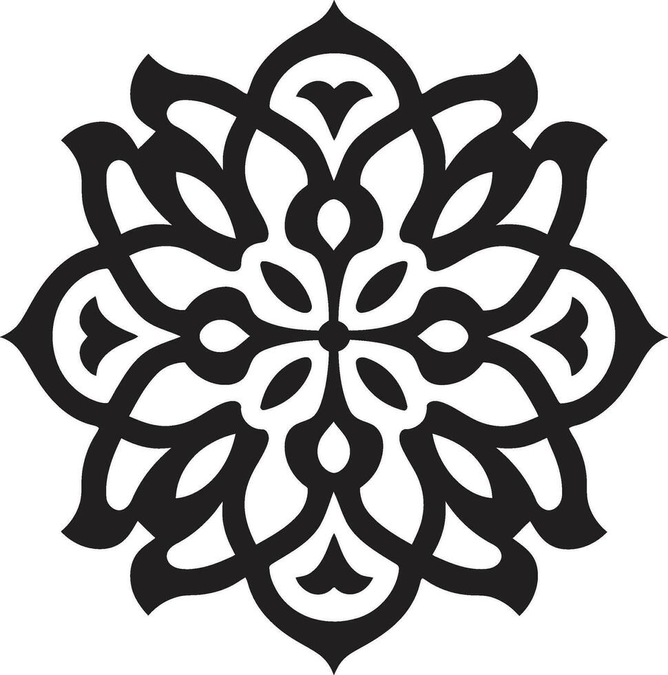 schwarz und Weiß Magie Arabisch Blumen- Logo Design Arabisch Eleganz im Detail Blumen- Fliesen Vektor