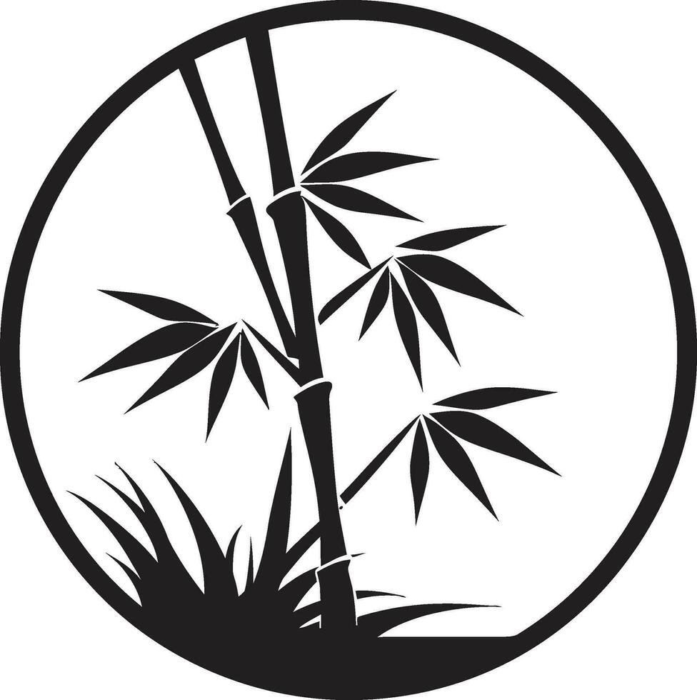 vektor artisteri svart bambu växt i svartvit lugn lugn i svart bambu emblem