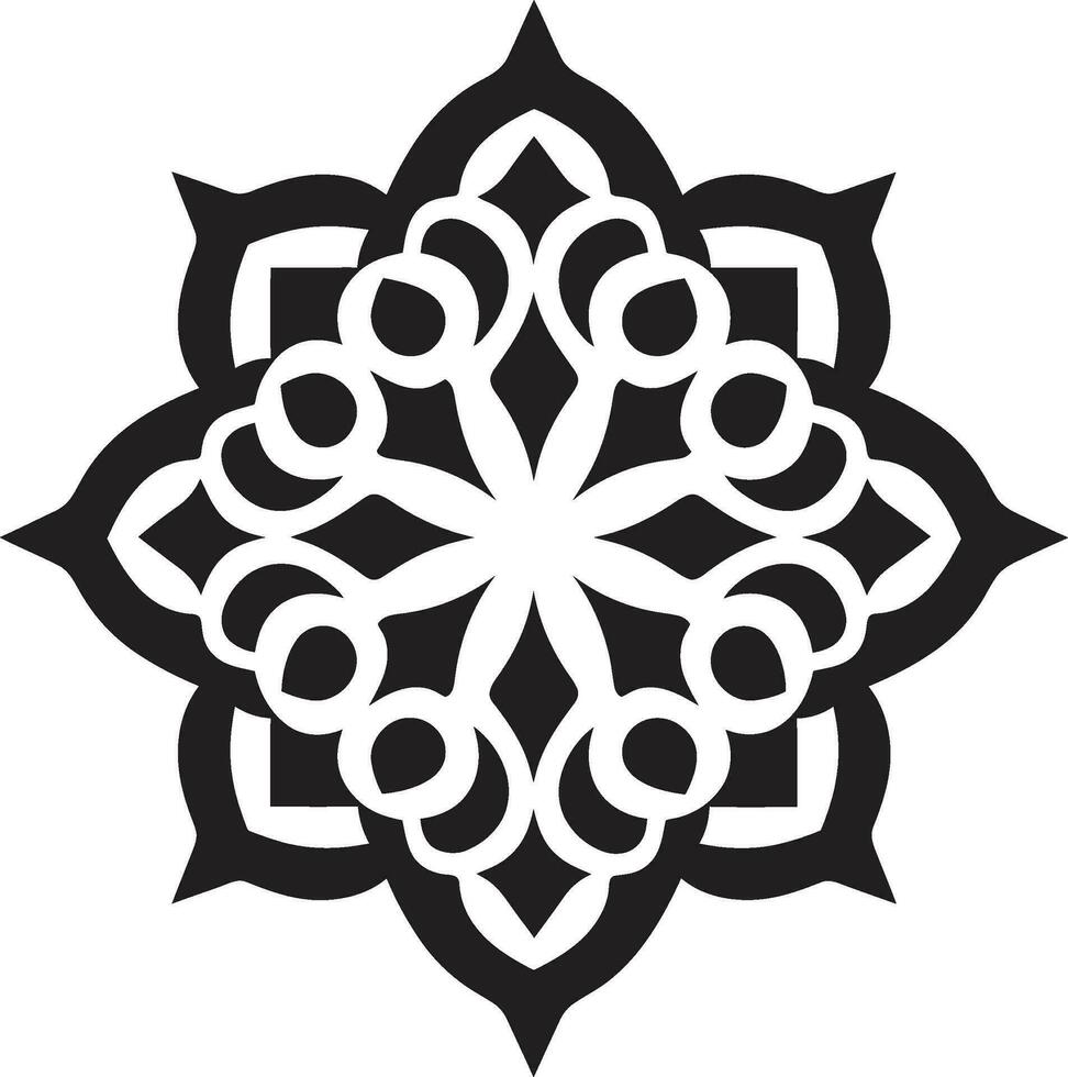 exquisit geometrisch Design Arabisch Blumen- Fliesen Vektor Arabeske Charme schwarz Blumen- Logo Symbol