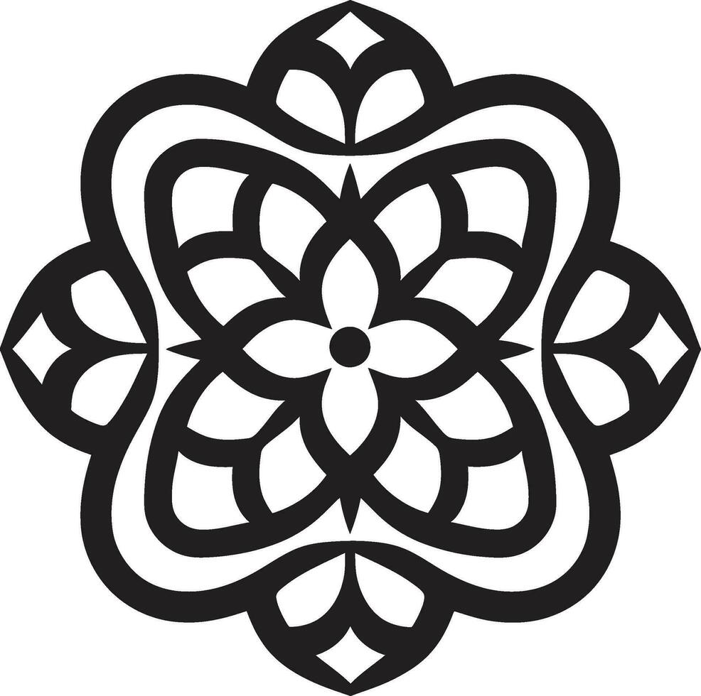 Vektor Arabeske Charme schwarz Logo mit Blumen exquisit geometrisch Kunst Arabisch Blumen- Symbol