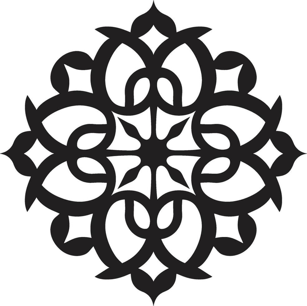 elegant Arabisch Kunst Blumen- Logo Symbol kompliziert schwarz Emblem Arabisch Fliesen Design vektor