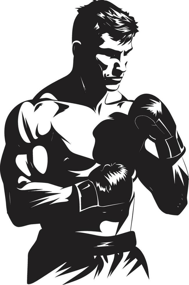 elegant Kämpfer Boxen Mann wie ein Logo Design ikonisch Stärke entfesselt schwarz Emblem Design vektor