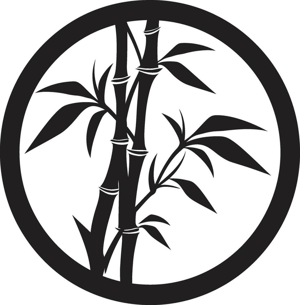 ikoniska naturlig lugn svart bambu växt symbol zen trädgård inspiration svart bambu i svart emblem vektor