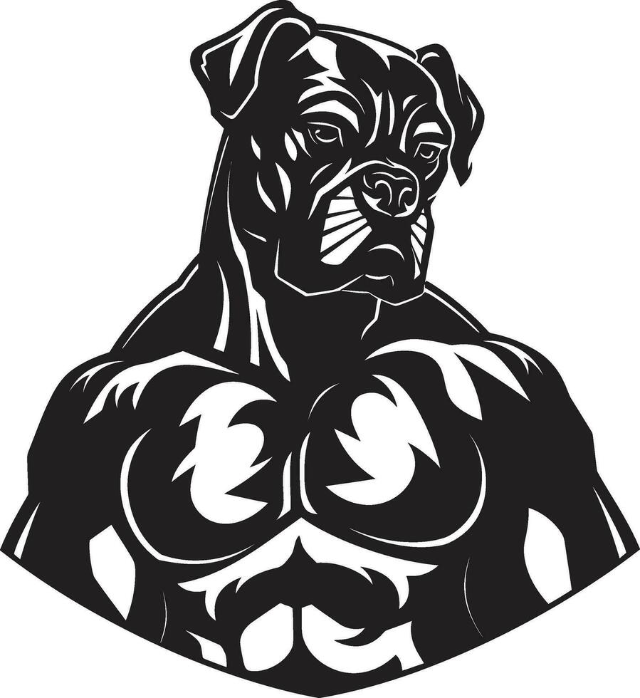 mächtig Maskottchen schwarz Boxer Hund Logo Vektor Symbol sportlich Beweglichkeit Boxer Hund Maskottchen Emblem