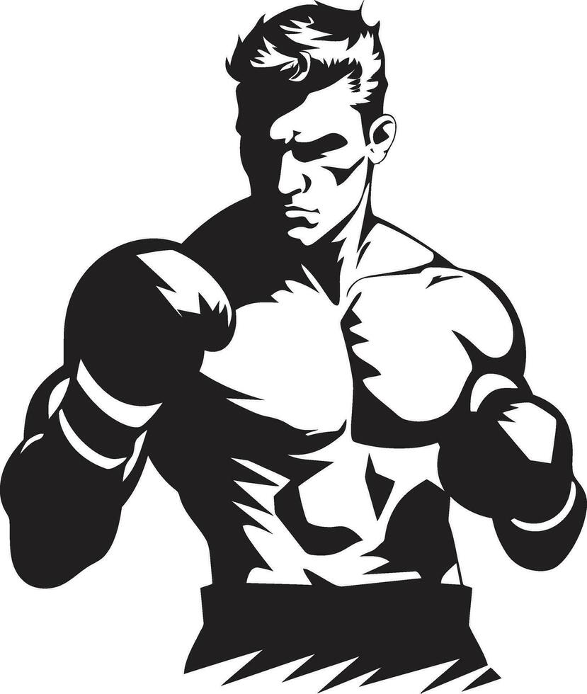 svart skönhet boxning man logotyp herravälde utsökt sportig konst boxning man i svart vektor