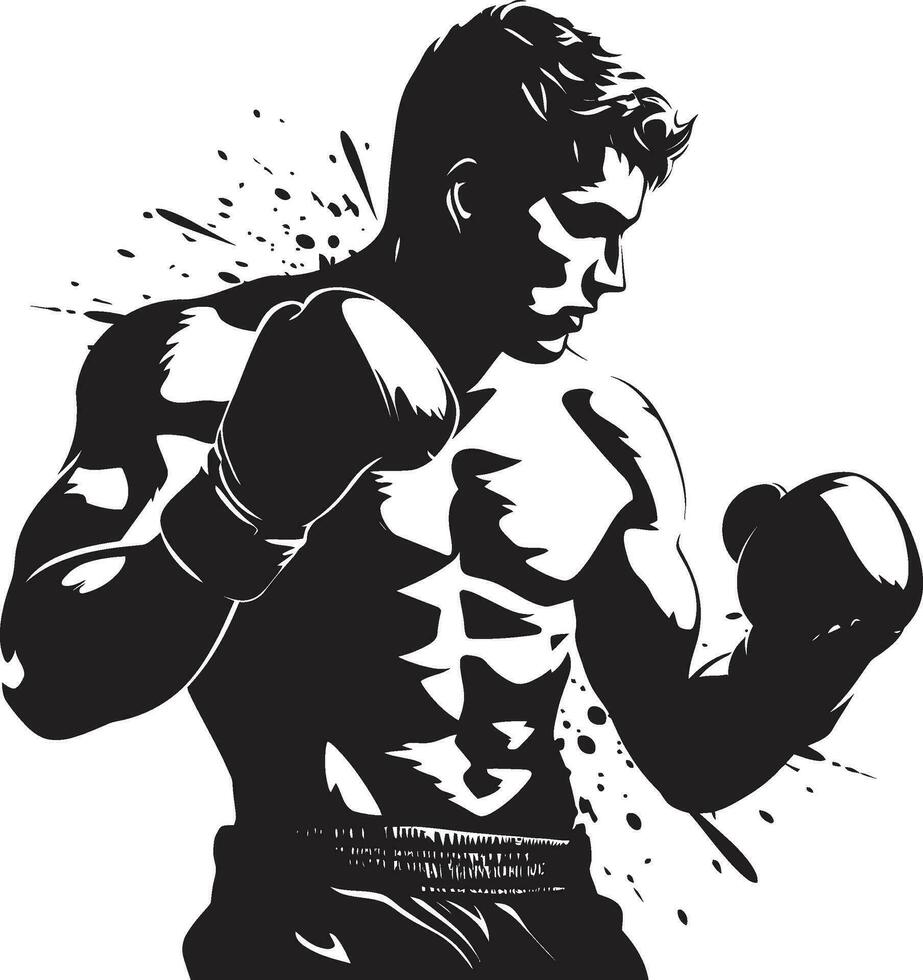 schwarz Schönheit Boxen Mann Logo Meisterschaft exquisit sportlich Kunst Boxen Mann im schwarz Vektor