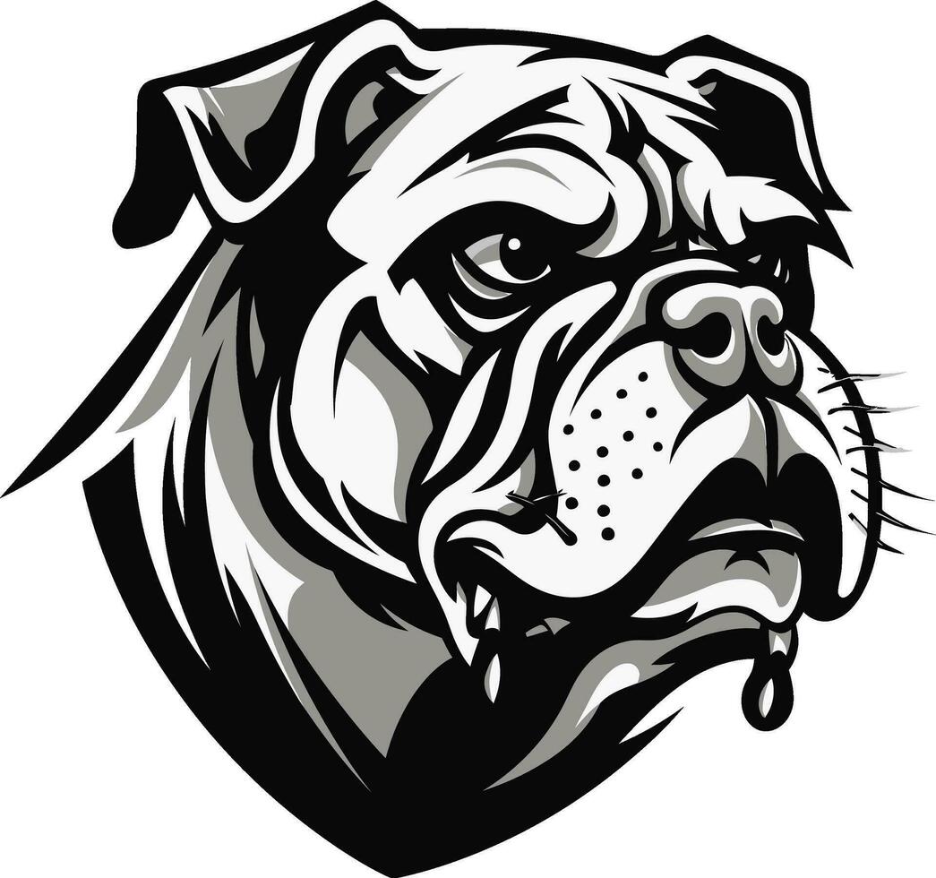 ikonisch Stärke schwarz Logo mit Bulldogge mächtig Maskottchen schwarz Bulldogge Logo Vektor Symbol