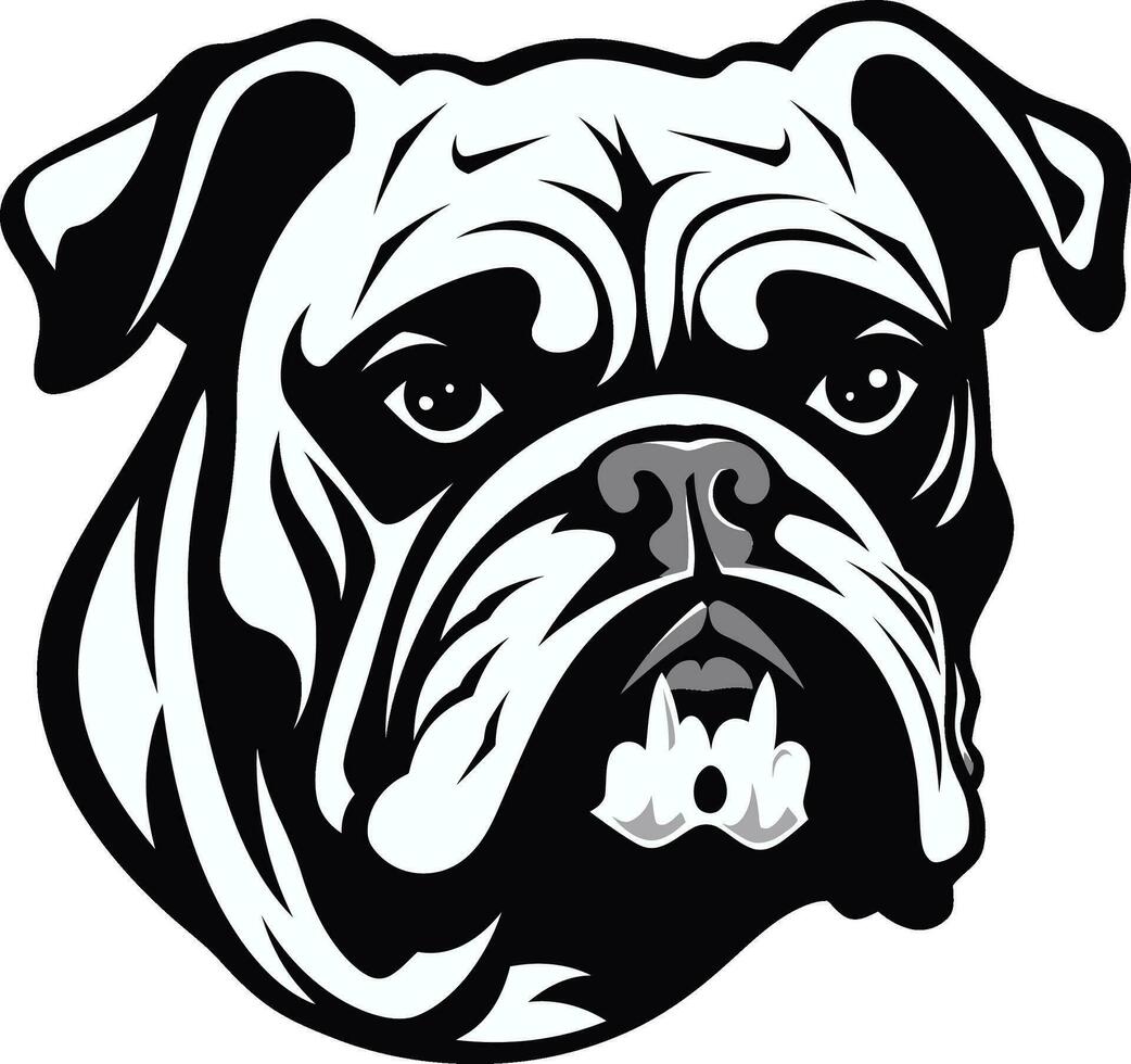 Vektor Kunst enthüllt Bulldogge Emblem mächtig Pfoten schwarz Bulldogge Symbol im Vektor