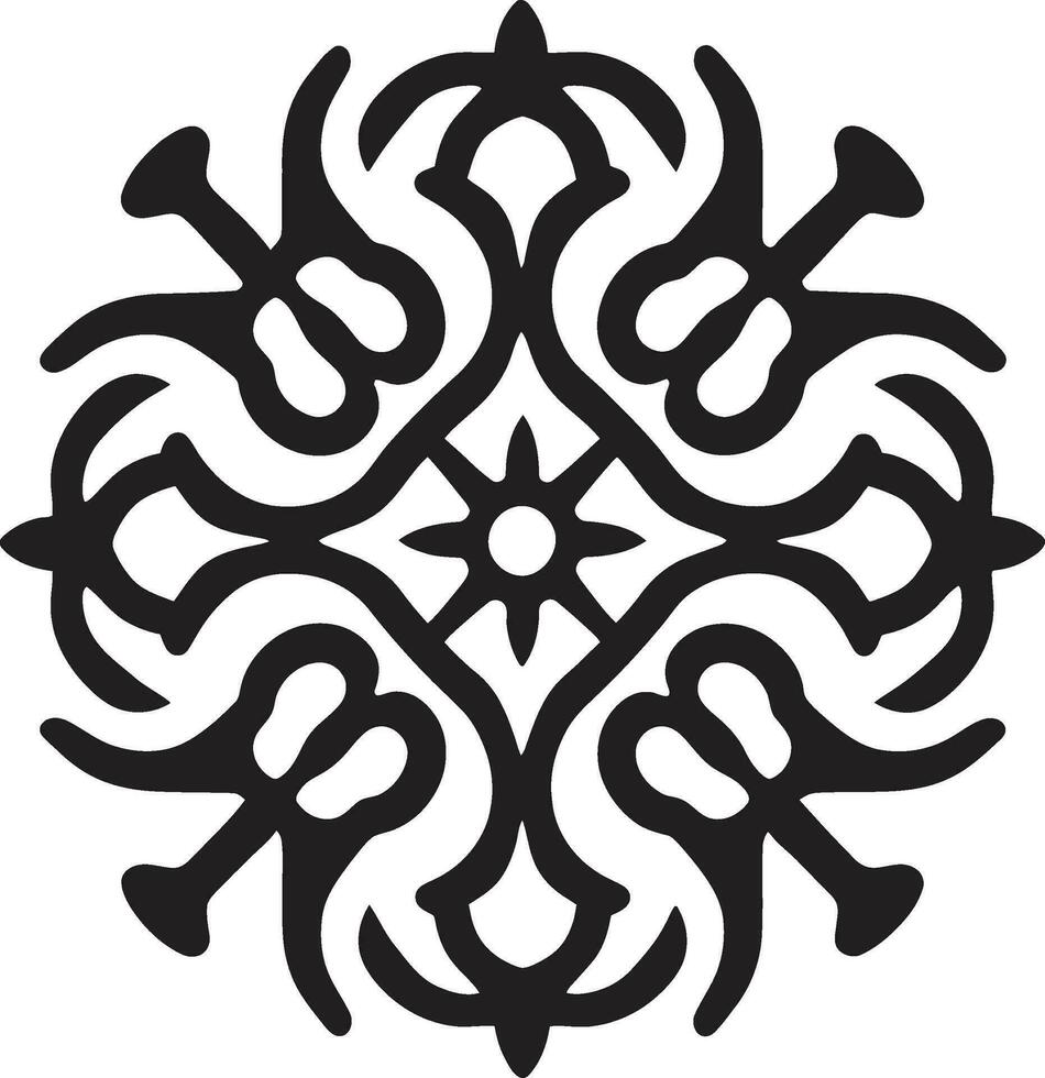 Arabisch Eleganz aufgedeckt schwarz Blumen- Logo Symbol ikonisch Muster Arabisch Blumen- Emblem im schwarz vektor