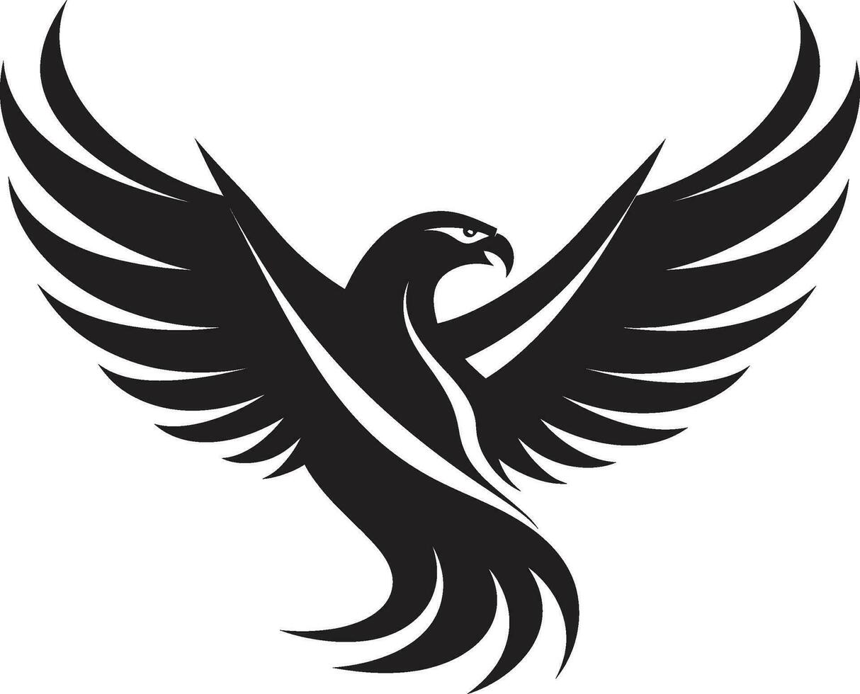 Örn elegans emblem av kraft i svart vingar av frihet svart logotyp design med Örn vektor
