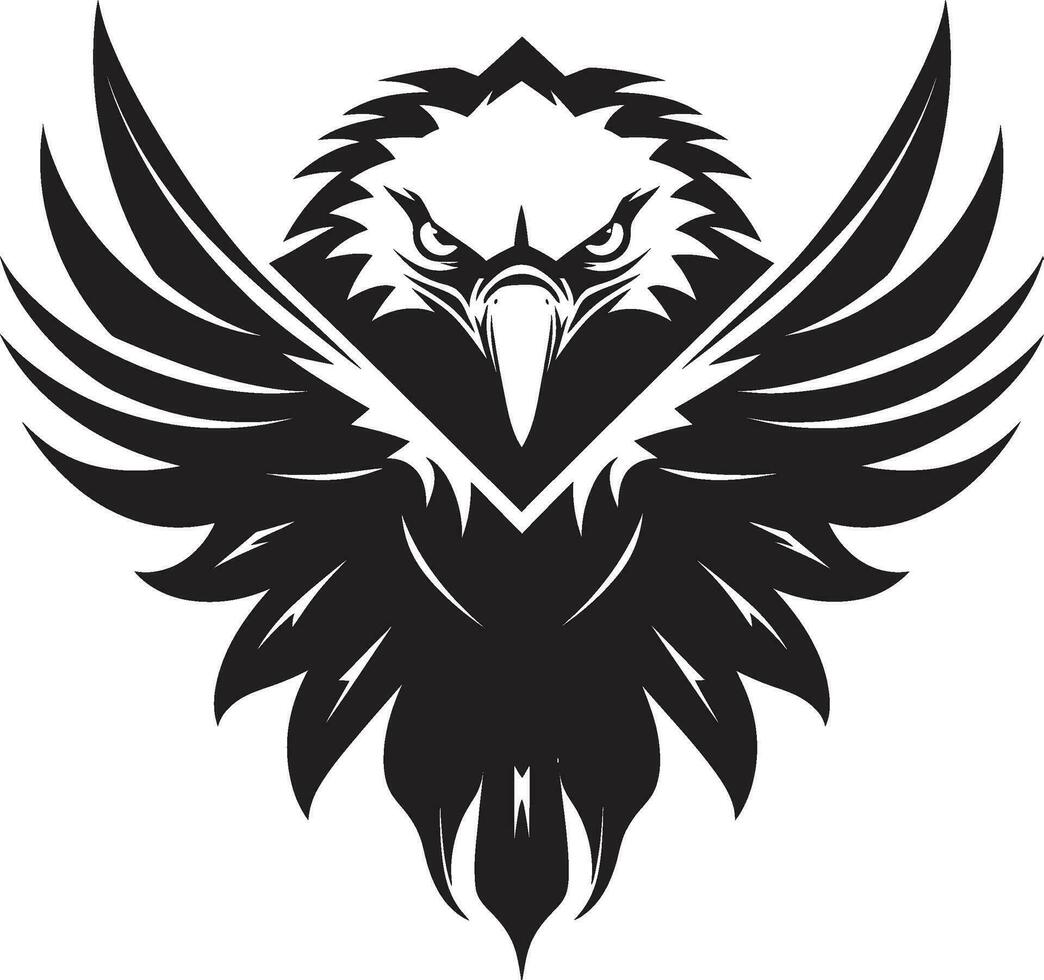ikoniska majestät släpptes loss svart emblem design svart och orädd Örn vektor symbol