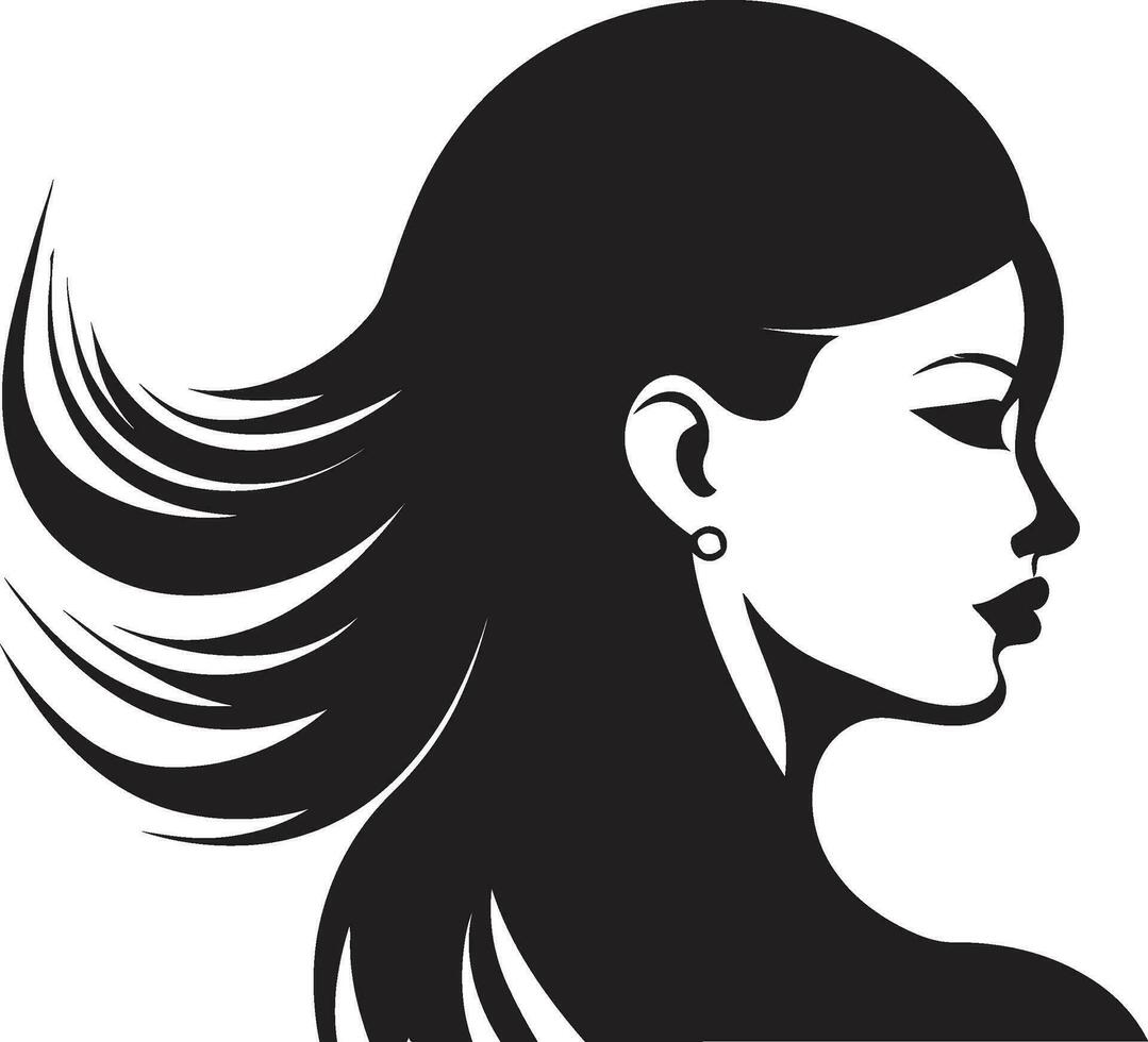 elegant Gelassenheit schwarz Gesicht Vektor Symbol faszinierend Schönheit Logo mit ein Frauen Gesicht