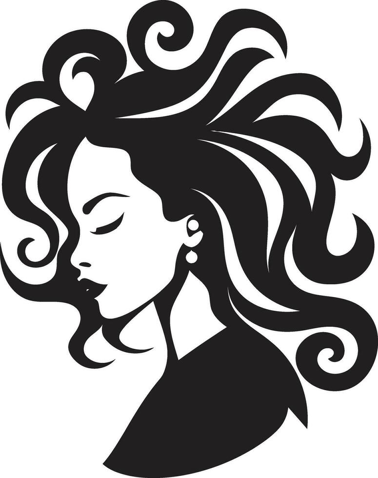 gåtfull nåd vektor ikon med honor profil sublim kvinnlighet svart ansikte design i logotyp